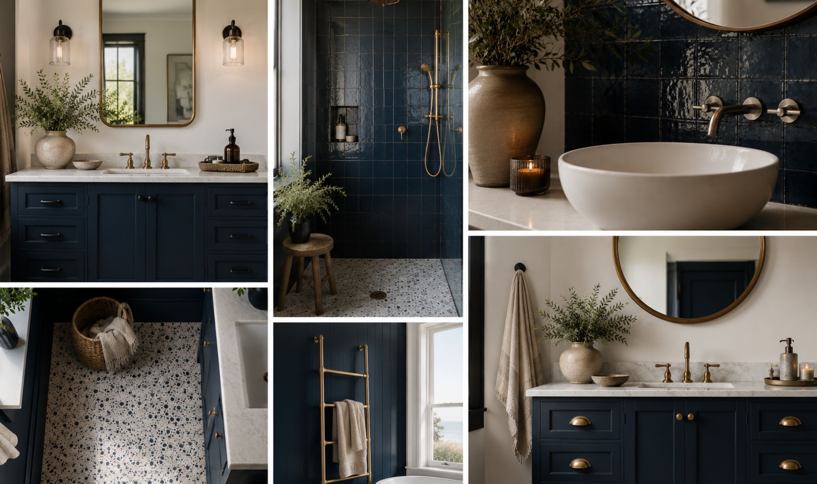 Calm Navy Primary Bathroom Inspo