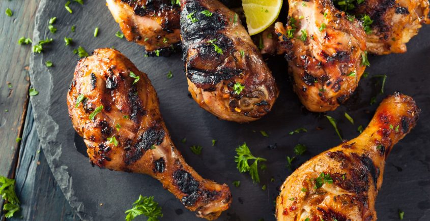 57947686 - spicy grilled jerk chicken with lime and spices